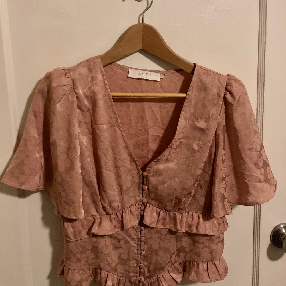 Satin ruffled blouse